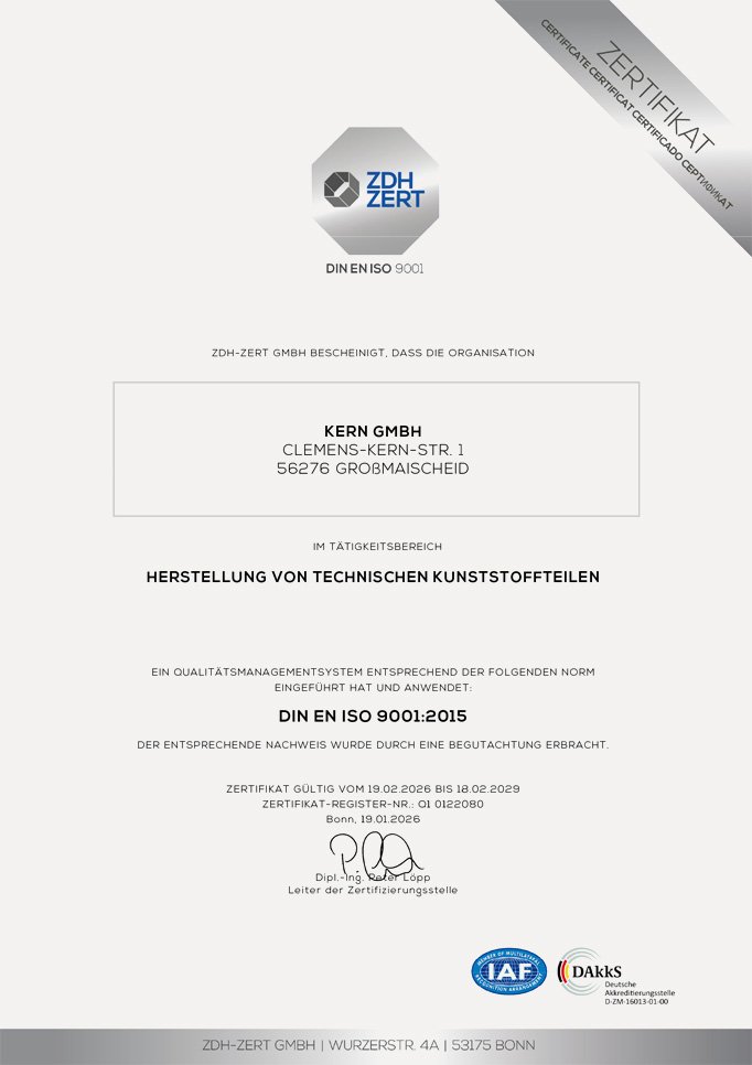 Qualitätsmanagement. Zertifikat EN ISO 9001:2015