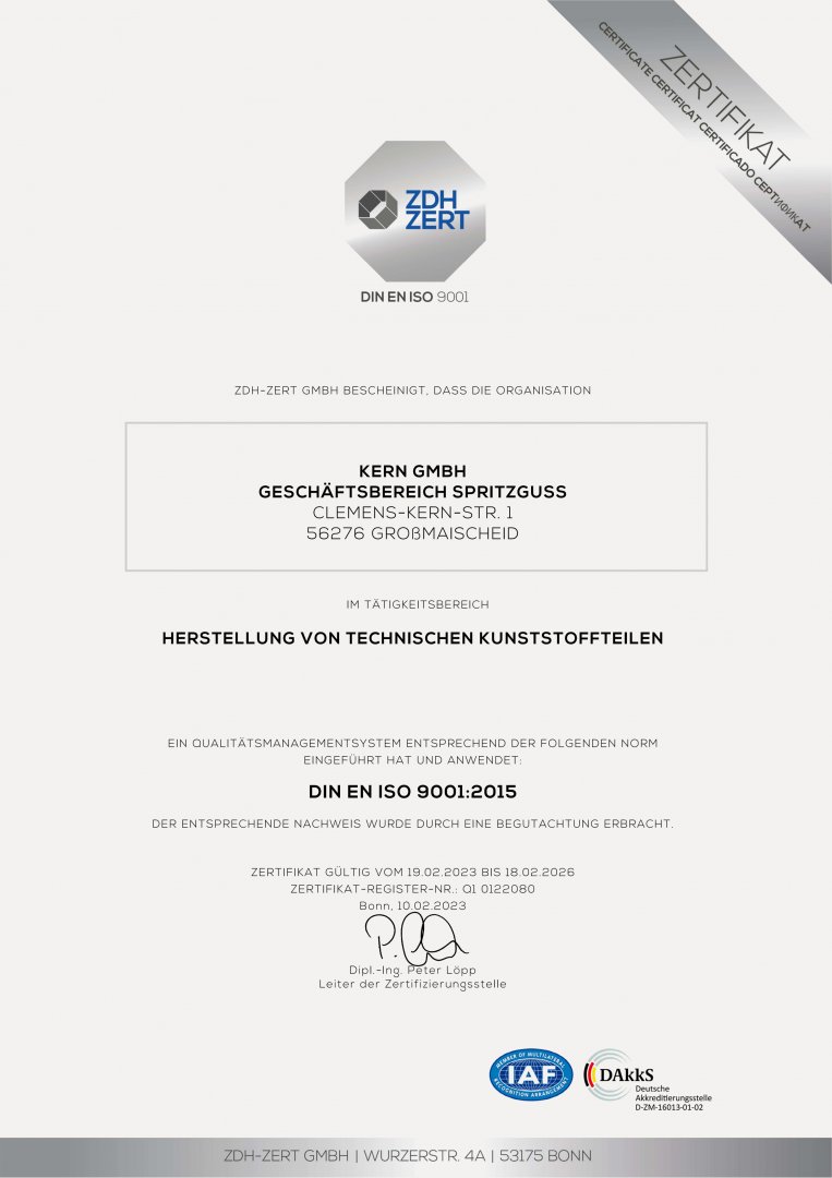Aktuelles Zertifikat ISO 9001